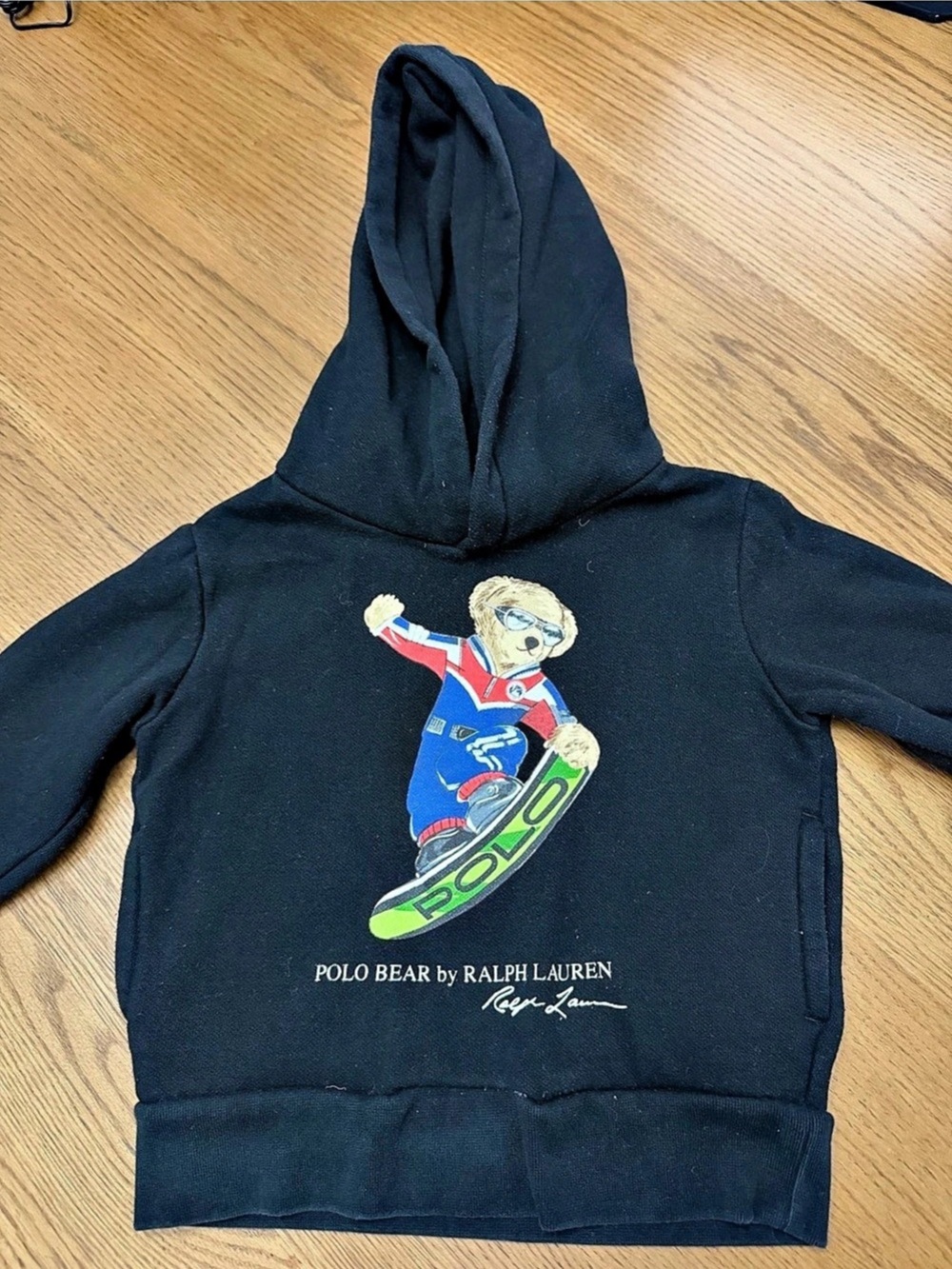 Polo Ralph Lauren Ski Polo Bear Fleece Hoodie Black Graphic Short Sleeve Tee
